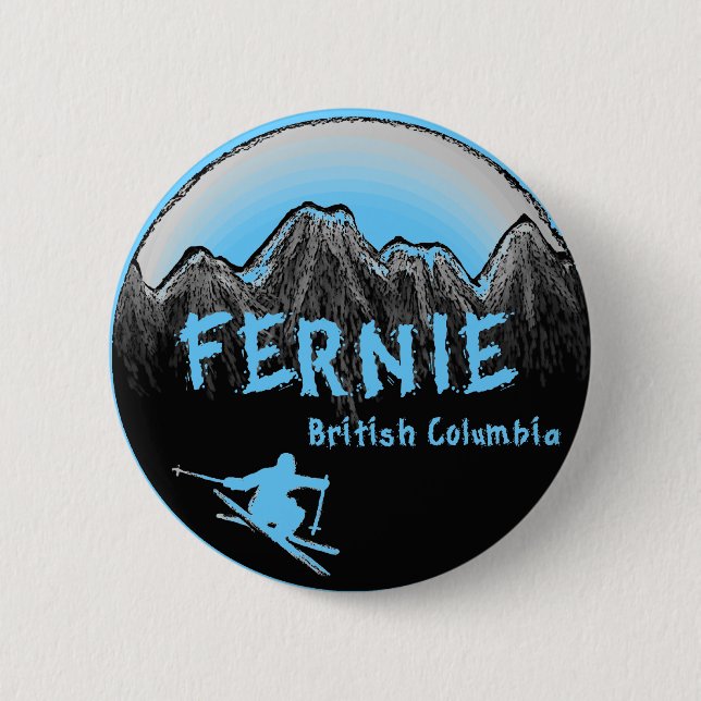 Macaron Rond 5 Cm Ski du Canada de Colombie-Britannique de Fernie (Devant)