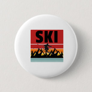 Macaron Rond 5 Cm Ski Funny Skier Cool Snowboarder Mountain Ski M