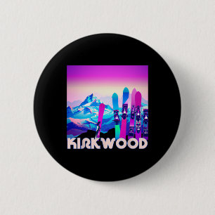 Macaron Rond 5 Cm Ski Kirkwood - Retro 80's Style Skiing And Snowboa
