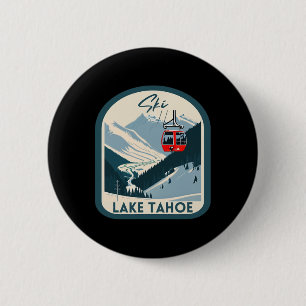 Macaron Rond 5 Cm Ski Lake Tahoe Rétro Vintage Style Lake Tahoe Skii