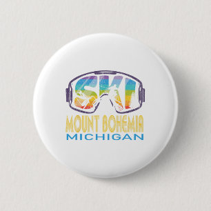Macaron Rond 5 Cm Ski Mont Bohemia Michigan Vacances de ski