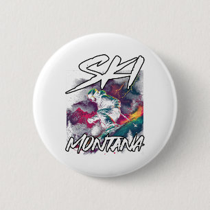 Macaron Rond 5 Cm Ski Montana Ski Aventure Montana Usa