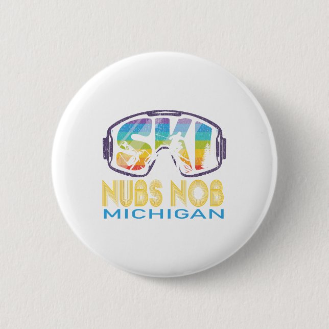Macaron Rond 5 Cm Ski Nubs Nob Michigan Vacances ski (Devant)