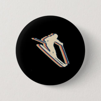 Macaron Rond 5 Cm Ski Ski Ski Retro Line Art