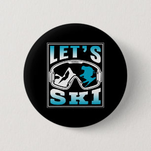 Macaron Rond 5 Cm Ski Ski Ski Ski Sports d'hiver Skieurs