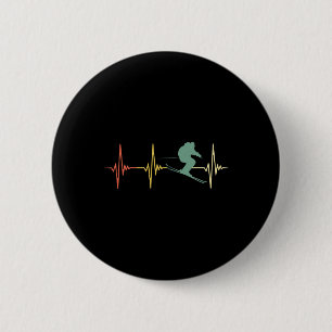 Macaron Rond 5 Cm Ski Snowboard Skiing Battement de coeur Montagne e