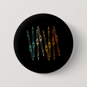 Macaron Rond 5 Cm Ski Vintage Ski Rétro