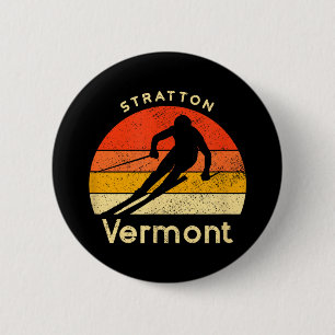 Macaron Rond 5 Cm Ski vintage stratton vermont montagne 