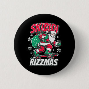 Macaron Rond 5 Cm Skibidi Rizzmas Funny Père Noël Rizz Patinage de N