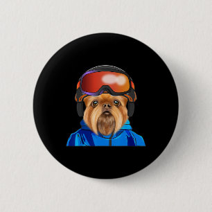 Macaron Rond 5 Cm Skier Brussels Griffon Snowboard Chien