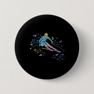Macaron Rond 5 Cm skieur alpin sports d'hiver ski nordique _7 