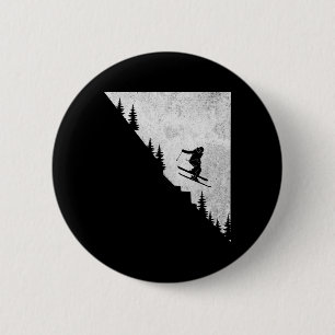 Macaron Rond 5 Cm Skieur de descente en ski Freestyle Extrême Hiver