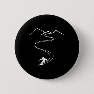 Macaron Rond 5 Cm Skieur Freerider pour le ski ou le ski de randonné