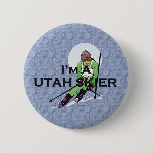 Macaron Rond 5 Cm Skieur SUPÉRIEUR de l'Utah