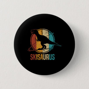 Macaron Rond 5 Cm Skisaurus Dino Drôle de Ski Ski Dinosaure Skiant D