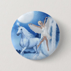 Macaron Rond 5 Cm Sky Féerie Aspar et Unicorn