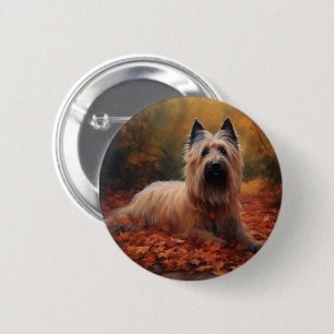 Macaron Rond 5 Cm Skye Terrier à l'automne Feuilles automne Inspire