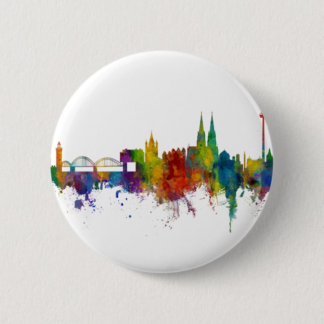 Macaron Rond 5 Cm Skyline Allemagne de Cologne (Devant)