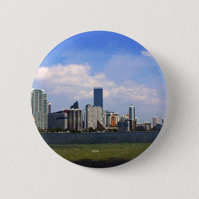 Macaron Rond 5 Cm Skyline Miami Floride (Devant)
