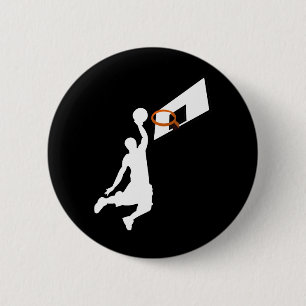 Macaron Rond 5 Cm Slam Dunk Basketball Player - White Silhouette