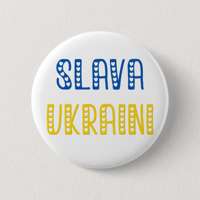 Macaron Rond 5 Cm Slava Ukraini (Gloire à l'Ukraine) (Devant)