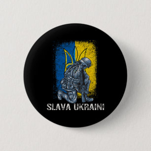 Macaron Rond 5 Cm Slava Ukraini Gloire à l'Ukraine Trident Pro Ukrai