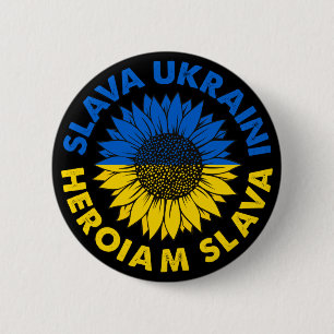 Macaron Rond 5 Cm Slava Ukraini Heroiam tournesol de slave drapeau U