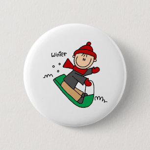 Macaron Rond 5 Cm Sledding le bouton de neige d'hiver