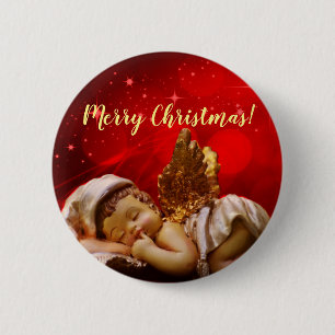 Macaron Rond 5 Cm Sleeping Angel Baby Jesus Christmas