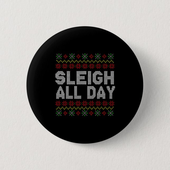Macaron Rond 5 Cm Sleigh All Day Ugly Christmas Sweater Pattern Quot (Devant)