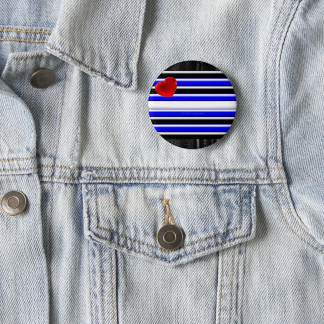 Macaron Rond 5 Cm SlipperyJoe's Gay Leather Pride drapeau royal noir (En situation)