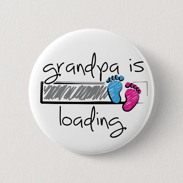 Macaron Rond 5 Cm Slogan grandpa is loading. Opa worden. (Devant)