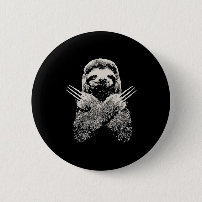 Macaron Rond 5 Cm Sloth Funny Costume Gift For Lazy S  (Devant)