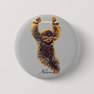 Macaron Rond 5 Cm Sloth Hanging Out Thunder_Cove