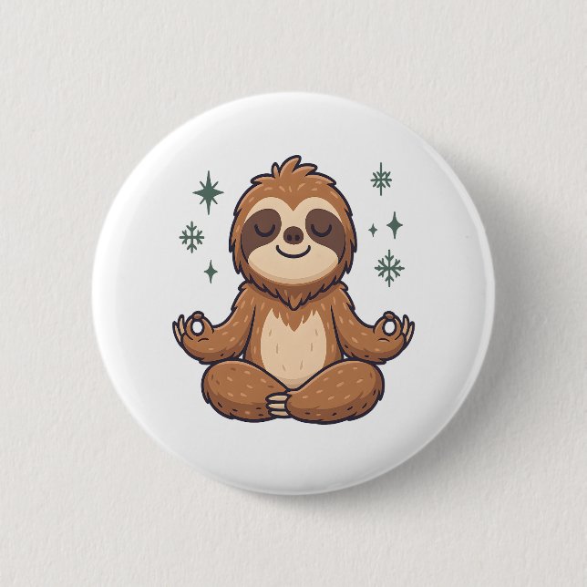 Macaron Rond 5 Cm Sloth Yoga Sloth (Devant)
