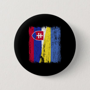 Macaron Rond 5 Cm Slovaquie Ukraine Demi-Drapeau Slovaque Ukrainien