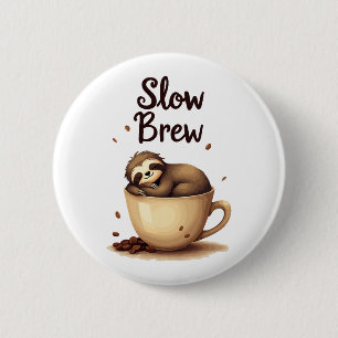 Macaron Rond 5 Cm Slow Brew Coffee Sloth