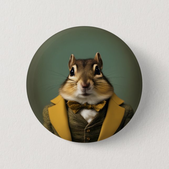 Macaron Rond 5 Cm Smart Chipmunk (Devant)