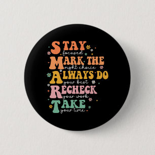 Macaron Rond 5 Cm Smart Test Day Squad Funny Student Teacher Test Te