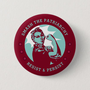 Macaron Rond 5 Cm Smash le Patriarcat Rosie le Riveter