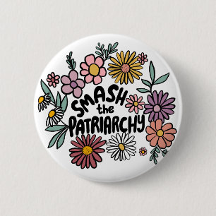Macaron Rond 5 Cm SMASH the PATRIARCHY Floral mignonne Daisy à la ma