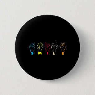 Macaron Rond 5 Cm Smile ASL Alphabet American Sing Language ASL Teac