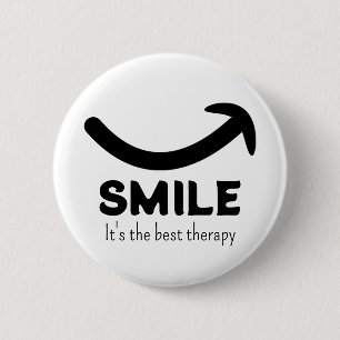 Macaron Rond 5 Cm Smile It's The Best Therapy Button