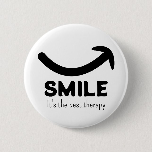 Macaron Rond 5 Cm Smile It's The Best Therapy Button (Devant)