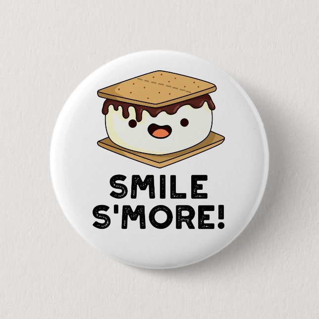 Macaron Rond 5 Cm Smile Smore Funny Sweet Food Pun (Devant)