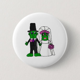 Macaron Rond 5 Cm Smiletodaytees Funny Pickle Mariée Et Groom Weddin
