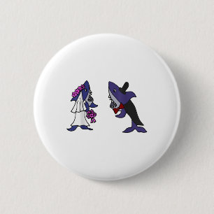 Macaron Rond 5 Cm Smiletodaytees Funny Shark Bride Et Groom _1
