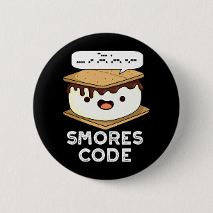 Macaron Rond 5 Cm Smores Code Funny Food Pun Dark BG