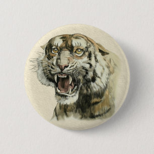 Macaron Rond 5 Cm Snarling Tiger