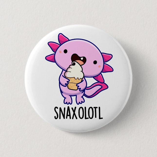 Macaron Rond 5 Cm Snaxolotl Funny Axolotl Pun (Devant)